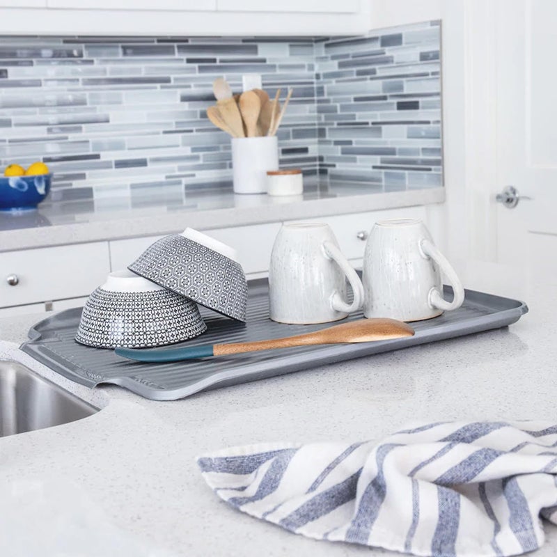 Better Houseware Dish Drainer Mat, Large Black Dish Drain Board for Kitchen Countertop, Protects Surfaces & Speeds Drying, 19.5 x 15.5 x 1.25, Black - Image 3